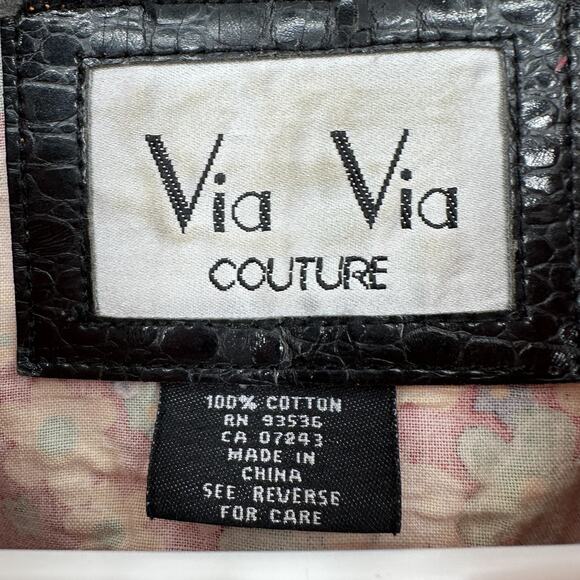 Via Via Couture Denim Jacket XL Orange Trucker Embroidered Textured Boho Retro - Picture 5 of 12